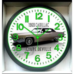 1969 Cadillac Coupe de Ville Glow In The Dark Wall Clock New!